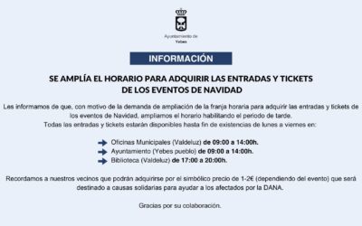 🔵INFORMACIÓN: Se amplía el horario para adquirir las entradas y tickets de los eventos de Navidad