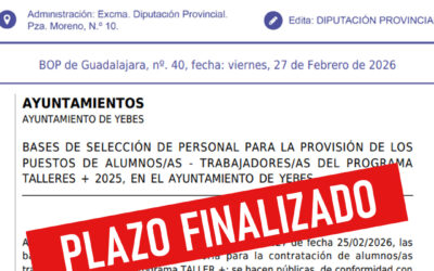 OFERTA DE EMPLEO: 8 PLAZAS RECUAL SOCIO-SANITARIO EN YEBES